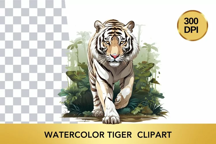Watercolor tiger Clipart , Animal Sublimation PNG