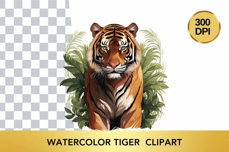 Watercolor tiger Clipart , Animal Sublimation PNG