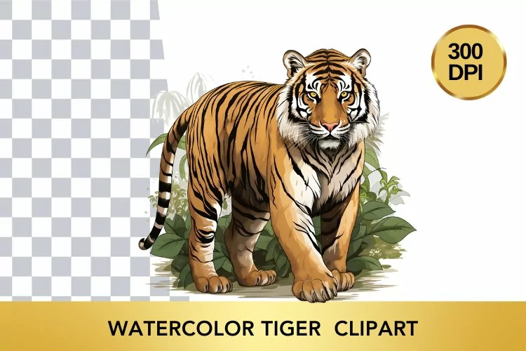 Watercolor tiger Clipart , Animal Sublimation PNG