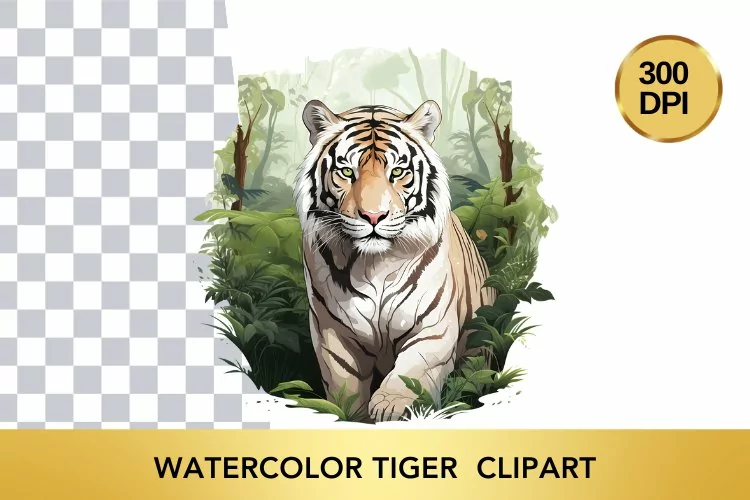 Watercolor tiger Clipart , Animal Sublimation PNG