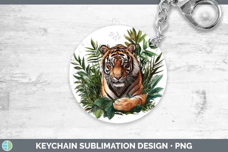 Watercolor Tiger Keychain Sublimation Keyring Designs
