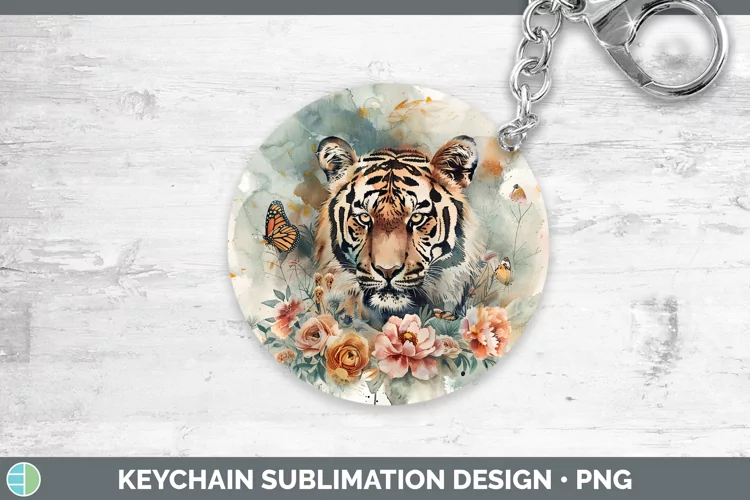 Watercolor Tiger Keychain Sublimation Keyring Designs