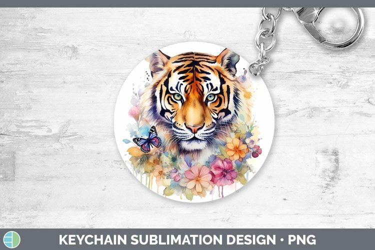 Watercolor Tiger Keychain Sublimation Keyring Designs