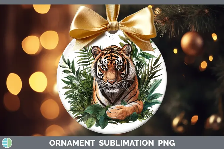 Watercolor Tiger Ornament Sublimation Bauble Designs