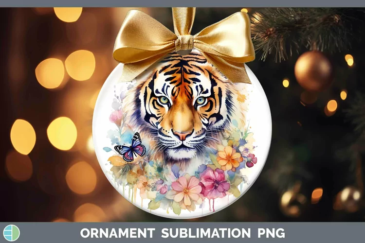Watercolor Tiger Ornament Sublimation Bauble Designs