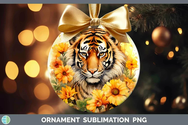 Watercolor Tiger Ornament Sublimation Bauble Designs