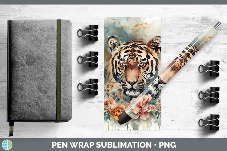 Watercolor Tiger Pen Wrap Sublimation Epoxy Pen Designs
