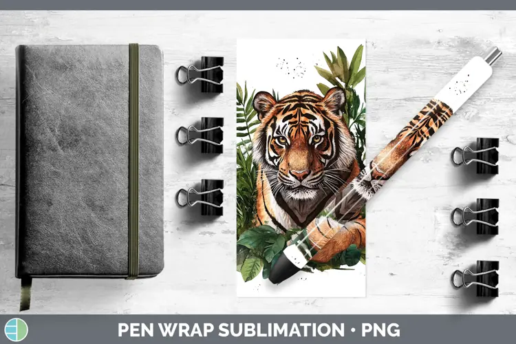 Watercolor Tiger Pen Wrap Sublimation Pen Designs