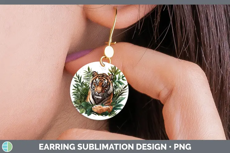 Watercolor Tiger Round Earrings Sublimation Earrings Designs