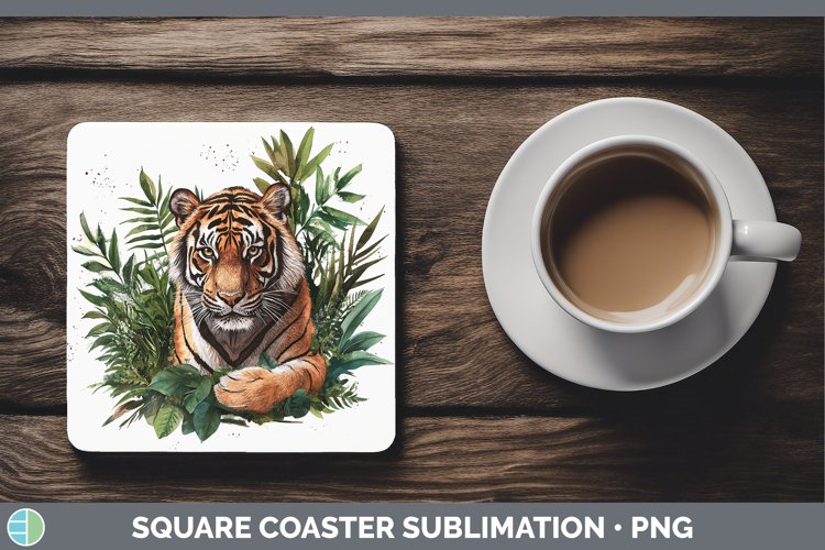 Watercolor Tiger Square Coaster Sublimation Coaster Designs
