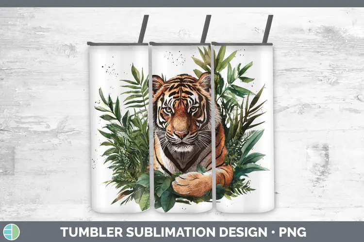Watercolor Tiger Tumbler Sublimation 20 oz Skinny Tumbler De