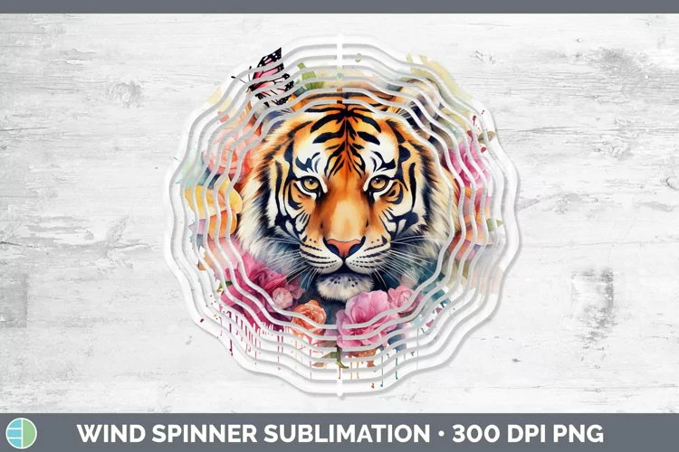 Watercolor Tiger Wind Spinner Sublimation Spinner Designs