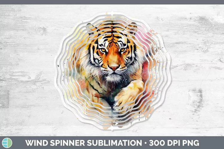 Watercolor Tiger Wind Spinner Sublimation Spinner Designs