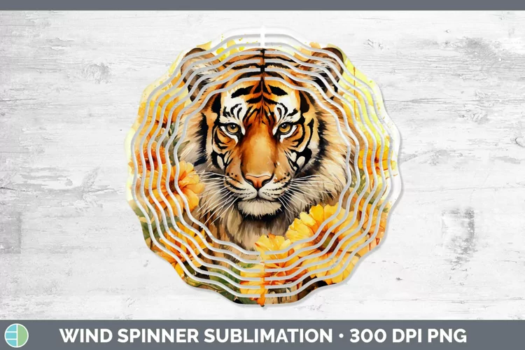 Watercolor Tiger Wind Spinner Sublimation Spinner Designs