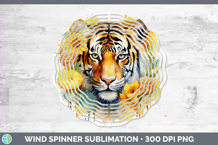 Watercolor Tiger Wind Spinner Sublimation Spinner Designs