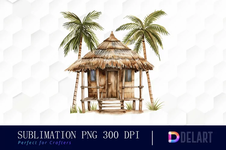 Tiki Hut Illustration Clipart