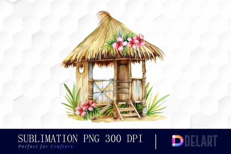 Tiki Hut Watercolor Clipart