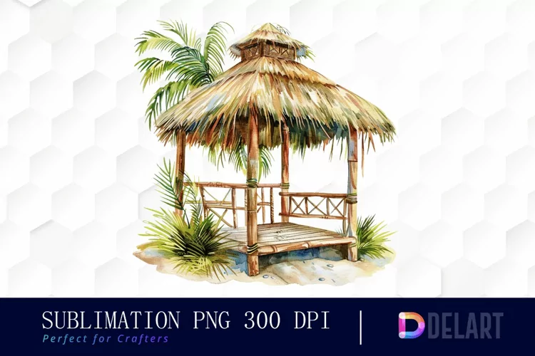 Tiki Hut Illustration Clipart
