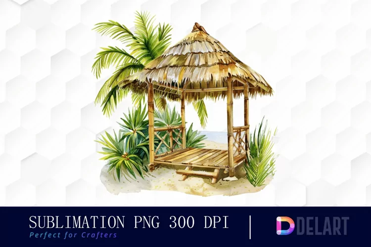 Tiki Hut Watercolor Clipart