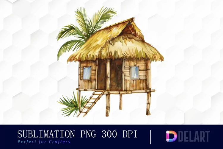 Tiki Hut Illustration Clipart
