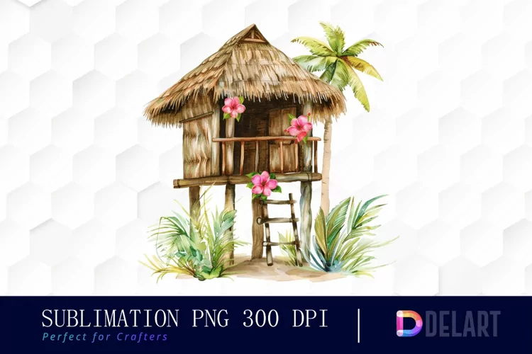 Tiki Hut Illustration Clipart