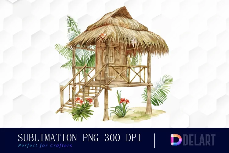Tiki Hut Illustration Clipart