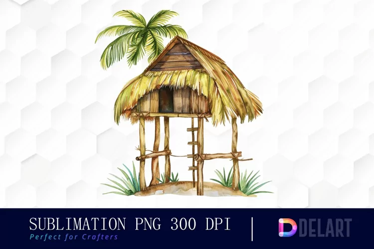 Tiki Hut Illustration Clipart