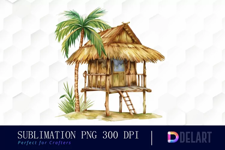 Tiki Hut Illustration Clipart