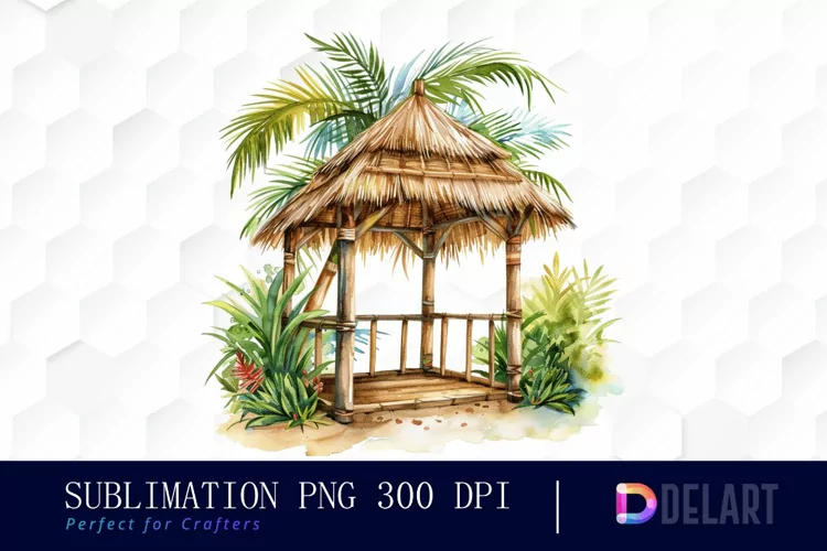 Tiki Hut Illustration Clipart