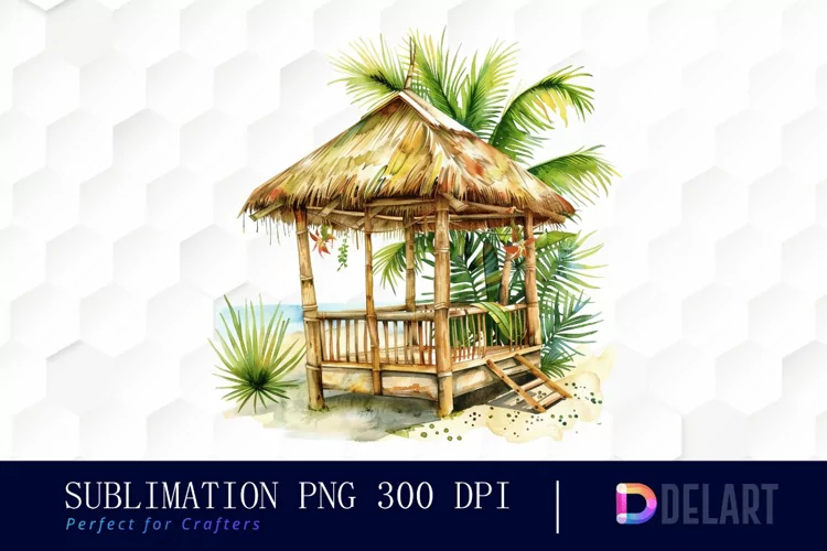 Tiki Hut Watercolor Clipart