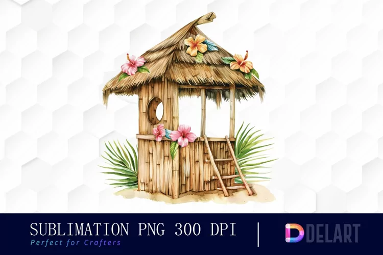 Tiki Hut Watercolor Clipart