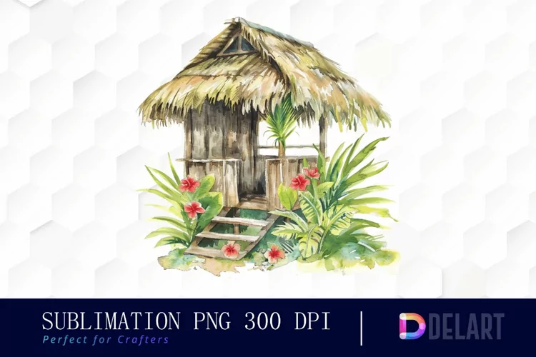 Tiki Hut Illustration Clipart