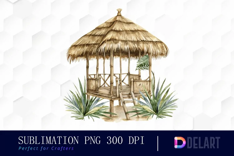 Tiki Hut Illustration Clipart