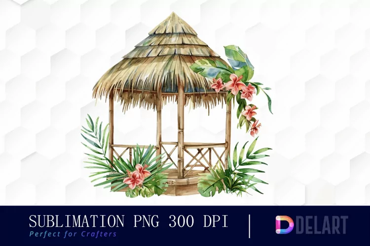 Tiki Hut Watercolor Clipart