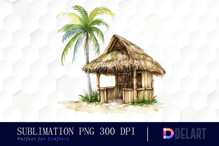 Tiki Hut Illustration Clipart
