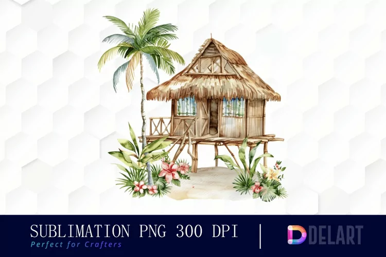 Tiki Hut Illustration Clipart