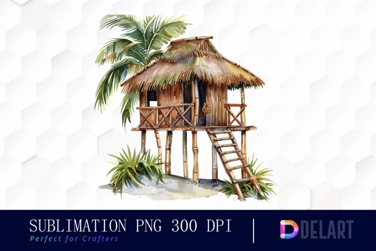 Tiki Hut Illustration Clipart