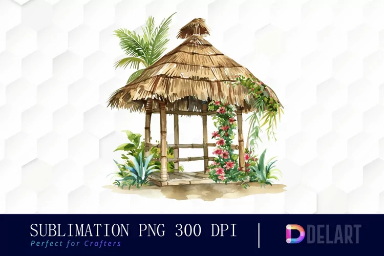 Tiki Hut Illustration Clipart