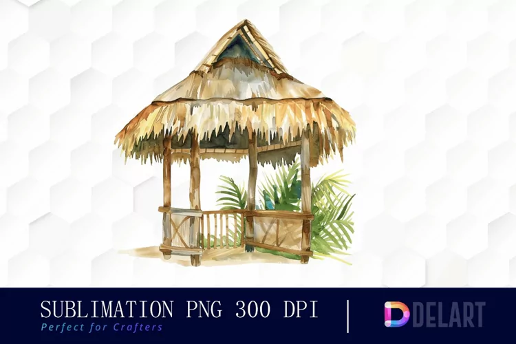 Tiki Hut Illustration Clipart