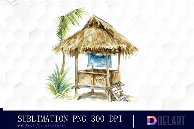 Tiki Hut Watercolor Clipart