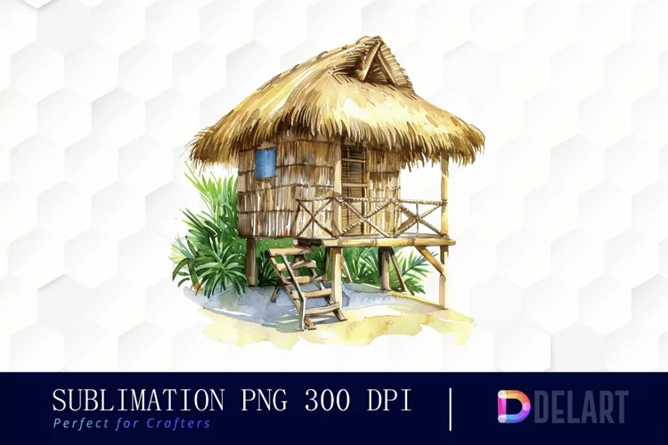 Tiki Hut Illustration Clipart