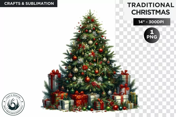 Watercolor Christmas Tree Clipart PNG