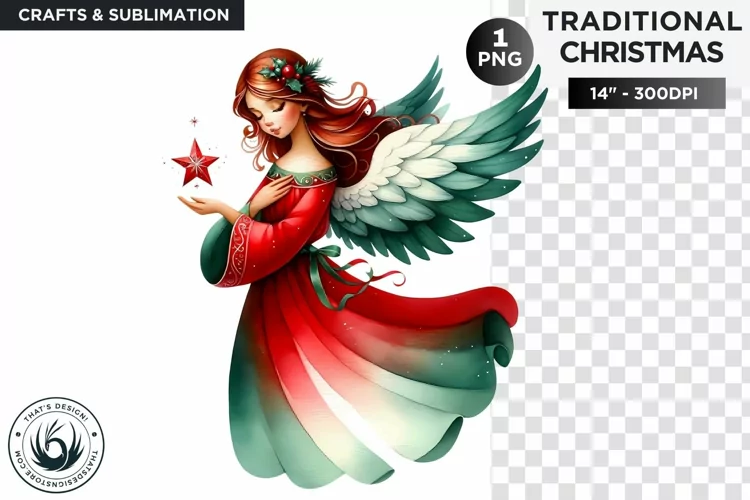 Watercolor Christmas Angel Clipart PNG