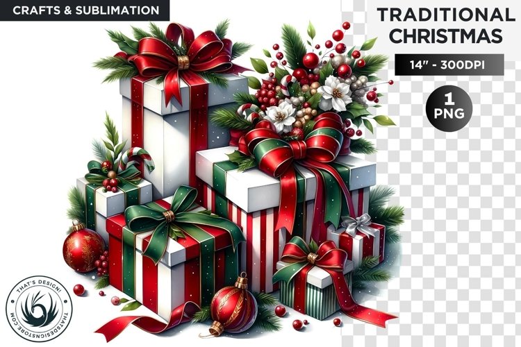 Watercolor Christmas Gifts Clipart PNG