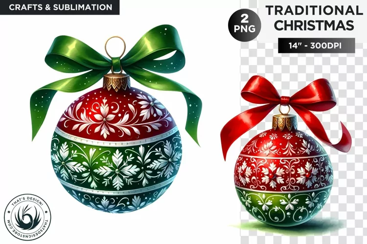 Watercolor Christmas baubles Clipart PNG