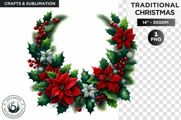 Watercolor Christmas garland Clipart PNG