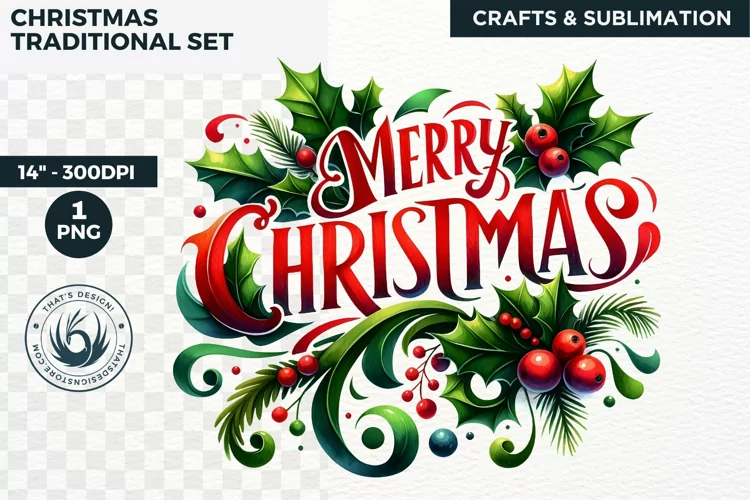 Watercolor Christmas Merry Christmas Clipart PNG