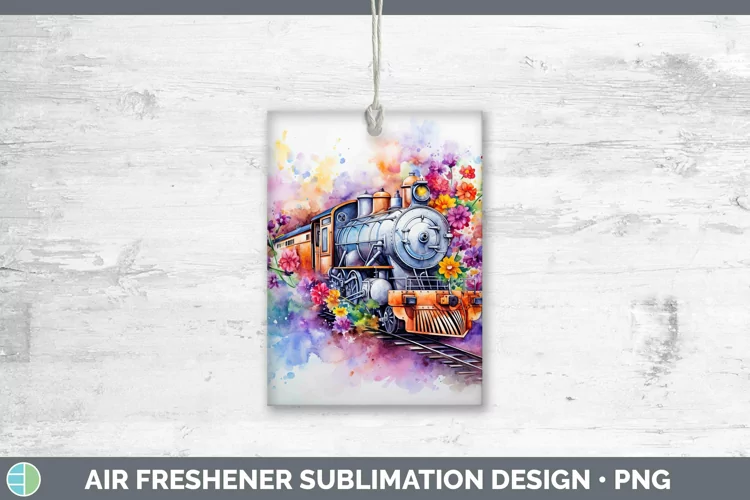 Watercolor Train Air Freshener | Sublimation Car Freshener D