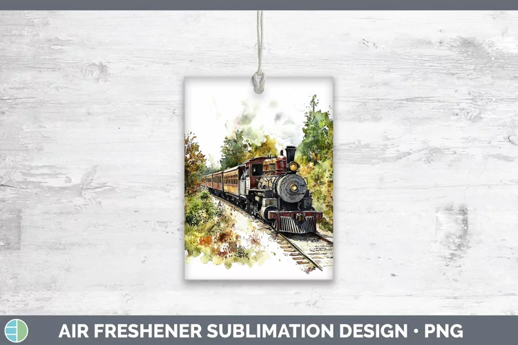 Watercolor Train Air Freshener Sublimation Car Freshener Des