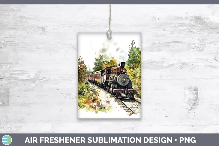 Watercolor Train Air Freshener Sublimation Car Freshener Des